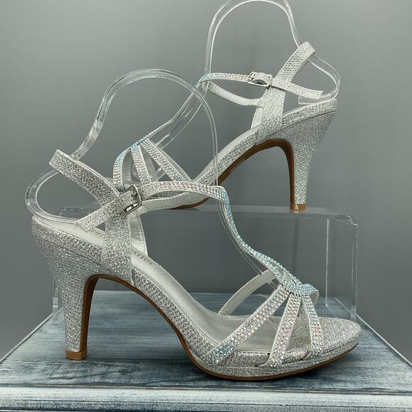 NEW Dream Pairs Women’s Amore Stiletto Heel Sandals Silver Size 8 - Picture 1 of 10